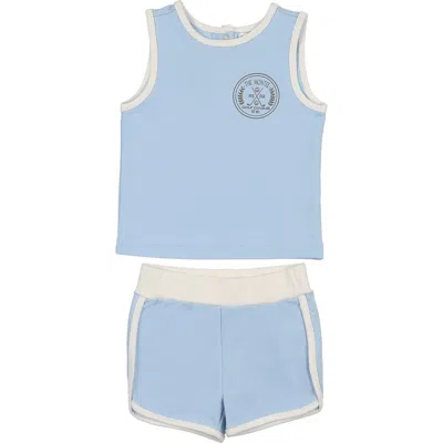 Maniere Babies' Manière Kids' Montee Golf Course Cotton Blend Tank & Shorts Set In Blue