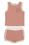 Maniere Manière Kids' Montee Golf Course Tank Top & Shorts Set In Brown