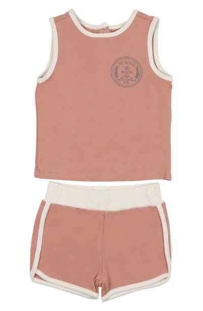 Maniere Babies' Manière Kids' Montee Golf Course Tank Top & Shorts Set In Brown
