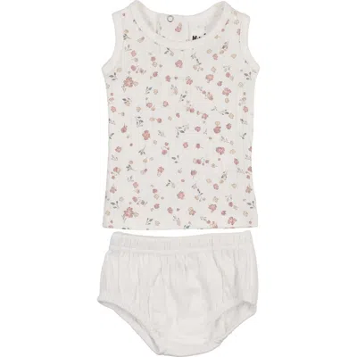 Maniere Babies' Manière Kids' Pointelle Petals Tank & Bloomers Set In White