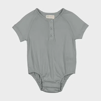 Maniere Kids Printed Gauze Romper In Sage In Gray