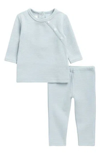Maniere Babies' Manière Kids' Quilted Waffle Knit Top & Pants Set In Blue