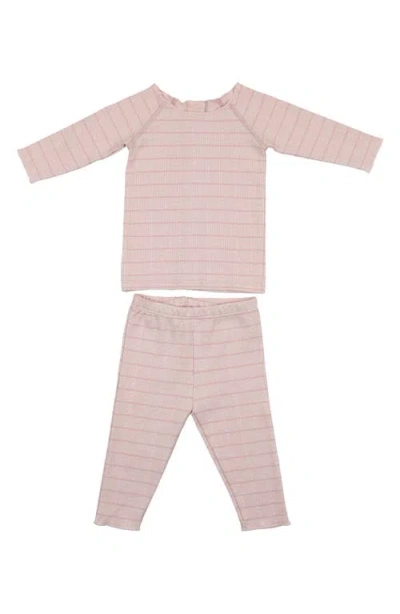 Maniere Babies' Manière Kids' Raglan Sleeve Cotton Blend Top & Pants Set In Pink