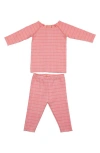 Maniere Manière Kids' Raglan Sleeve Cotton Blend Top & Pants Set In Pink