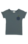 Maniere Manière Kids' Rib Appliqué T-shirt In Green