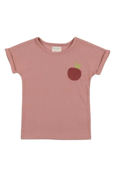 Maniere Babies' Manière Kids' Rib Appliqué T-shirt In Pink