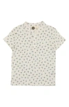 Maniere Manière Kids' Rose Bud Print Cotton Blend Henley In Neutral