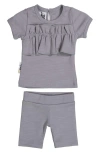 Maniere Babies' Manière Kids' Ruffle Top & Bike Shorts Set In Blue