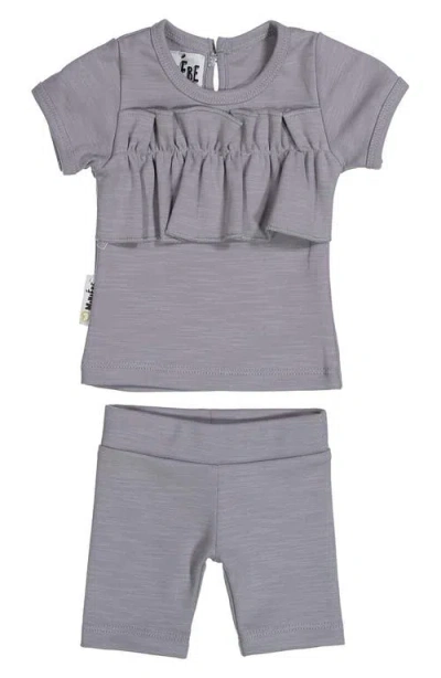 Maniere Babies' Manière Kids' Ruffle Top & Bike Shorts Set In Blue