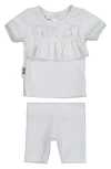 Maniere Manière Kids' Ruffle Top & Bike Shorts Set In Gray