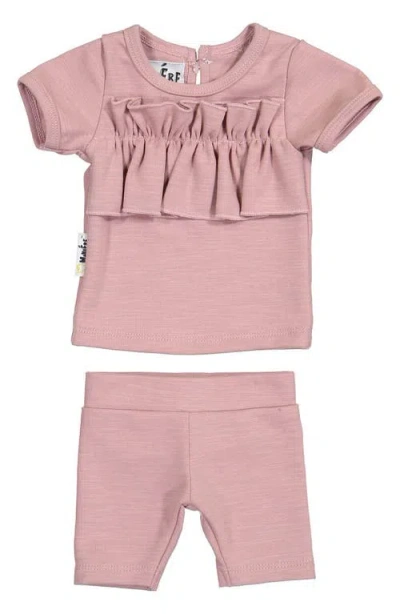 Maniere Babies' Manière Kids' Ruffle Top & Bike Shorts Set In Pink