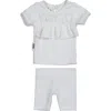 Maniere Manière Kids' Ruffle Top & Shorts Set In White
