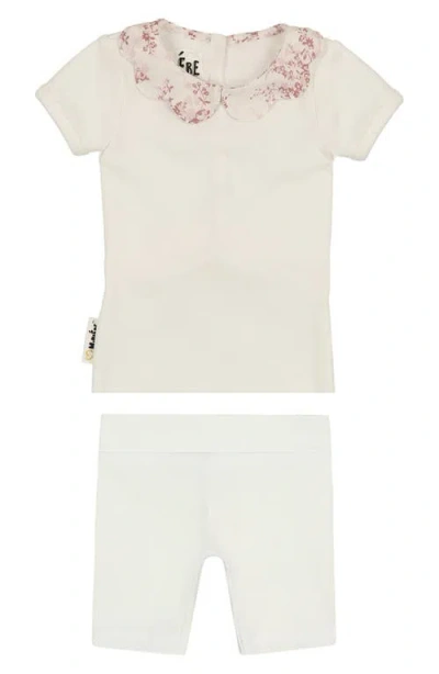 Maniere Babies' Manière Kids' Scalloped Collar Top & Pants Set In Neutral