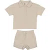 Maniere Babies' Manière Kids' Seersucker Polo & Shorts Set In Neutral