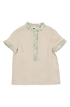 Maniere Babies' Manière Kids' Slub Cotton Blend Henley In Neutral
