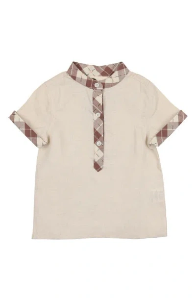Maniere Babies' Manière Kids' Slub Cotton Blend Henley In Neutral