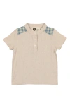 Maniere Babies' Manière Kids' Slub Cotton Blend Henley In Neutral