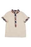 Maniere Manière Kids' Slub Cotton Blend Henley In Neutral