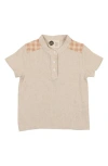 Maniere Manière Kids' Slub Cotton Blend Henley In Brown