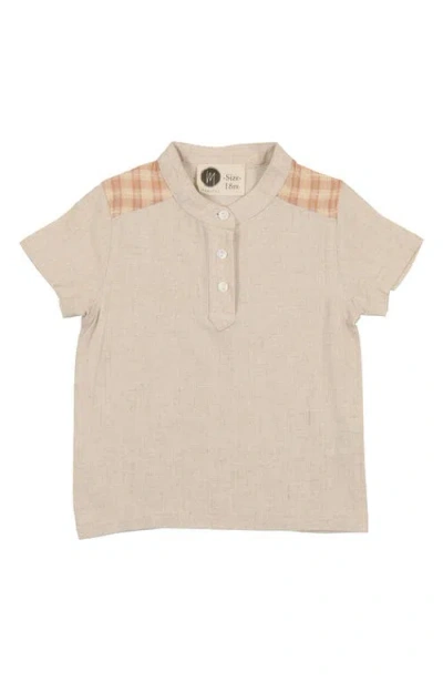 Maniere Babies' Manière Kids' Slub Cotton Blend Henley In Brown