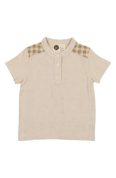 Maniere Babies' Manière Kids' Slub Cotton Blend Henley In Neutral