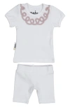 Maniere Manière Kids' Soutache T-shirt & Shorts Set In Gray