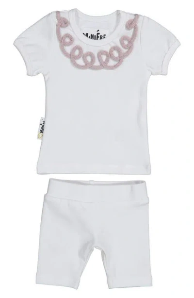 Maniere Babies' Manière Kids' Soutache T-shirt & Shorts Set In Gray