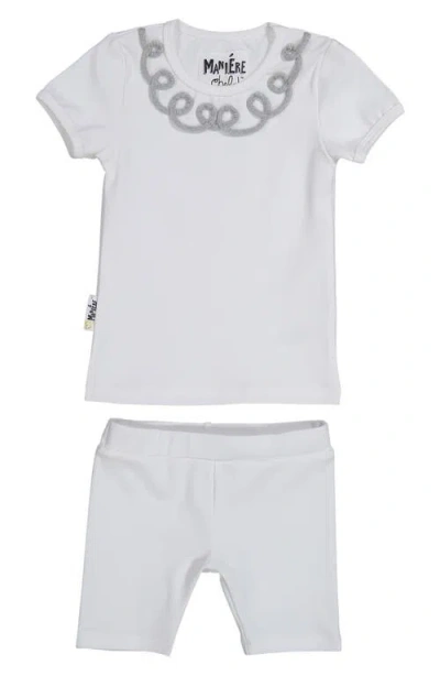 Maniere Babies' Manière Kids' Soutache T-shirt & Shorts Set In Gray