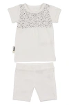 Maniere Manière Kids' Speckle Smock Top & Shorts Set In White Boys