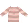 Maniere Manière Kids' Stripe Long Sleeve Zip Top In Red