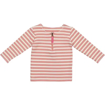 Maniere Babies' Manière Kids' Stripe Long Sleeve Zip Top In Red
