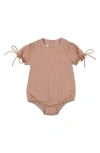Maniere Manière Kids' Stripe Romper In Brown