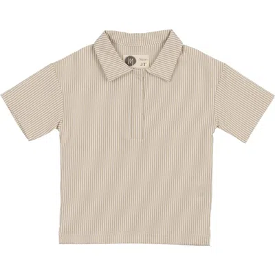 Maniere Babies' Manière Kids' Stripe Seersucker Polo In Brown