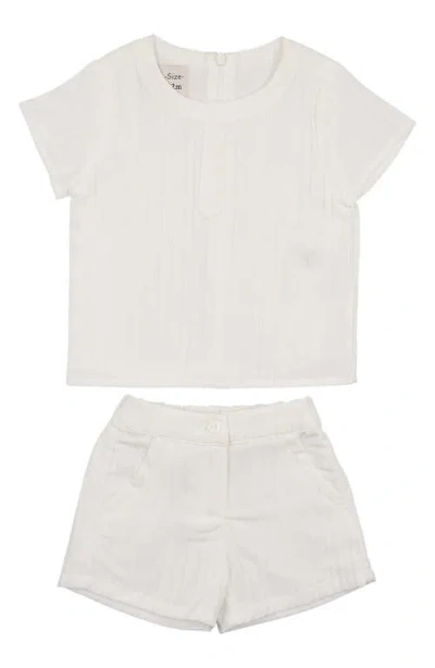 Maniere Babies' Manière Kids' Stripe T-shirt & Shorts Set In White