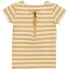 Maniere Babies' Manière Kids' Stripe Zip Short Sleeve Top In Yellow