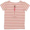 Maniere Manière Kids' Stripe Zip Short Sleeve Top In Pink