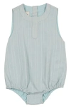 Maniere Manière Kids' Striped Cotton Blend Romper In Blue