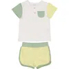 Maniere Manière Kids' Sunshine Rainbows Top & Shorts Set In Green