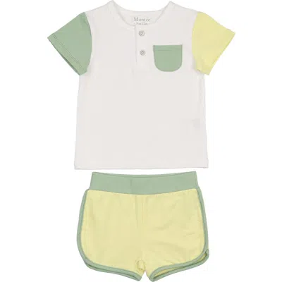 Maniere Babies' Manière Kids' Sunshine Rainbows Top & Shorts Set In Green