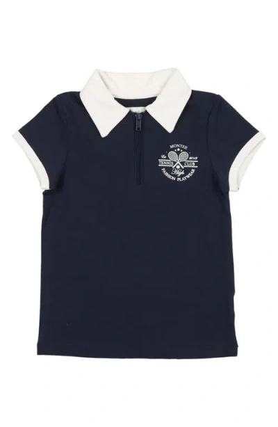 Maniere Babies' Manière Kids' Tennis Club Short Sleep Polo In Black