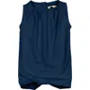 Maniere Manière Kids' Textured Grid Romper In Blue