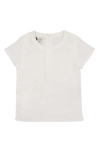 Maniere Babies' Manière Kids' Textured Stripe Cotton Blend Top In White