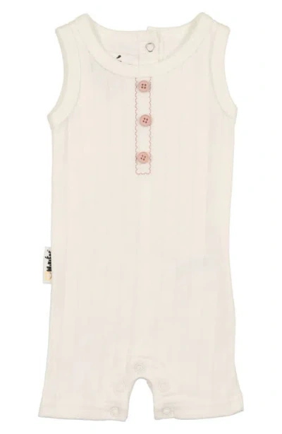 Maniere Babies' Manière Kids' Textured Striped Cotton Blend Romper In Neutral
