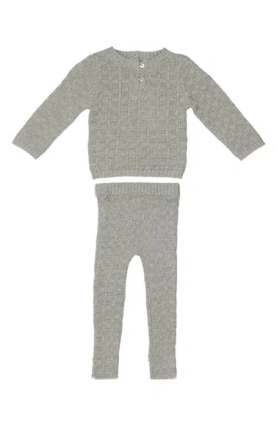 Maniere Babies' Manière Kids' Tiny Tiles Sweater & Pants Set In Gray