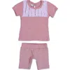 Maniere Manière Kids' Tuxedo Ruffle Top & Shorts Set In Pink