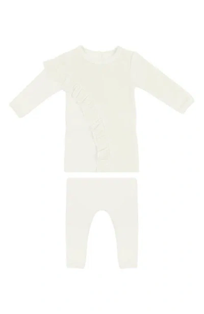 Maniere Babies' Manière Kids' Velour & French Terry Blend Long Sleeve Top & Pants Set In Neutral