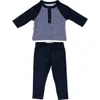 Maniere Manière Kids' Velour Henley & Pants Set In Black