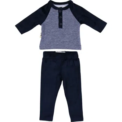 Maniere Babies' Manière Kids' Velour Henley & Pants Set In Black