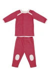 Maniere Manière Kids' Velour Patch Long Sleeve Top & Pants Set In Pink