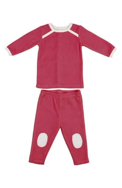Maniere Babies' Manière Kids' Velour Patch Long Sleeve Top & Pants Set In Pink